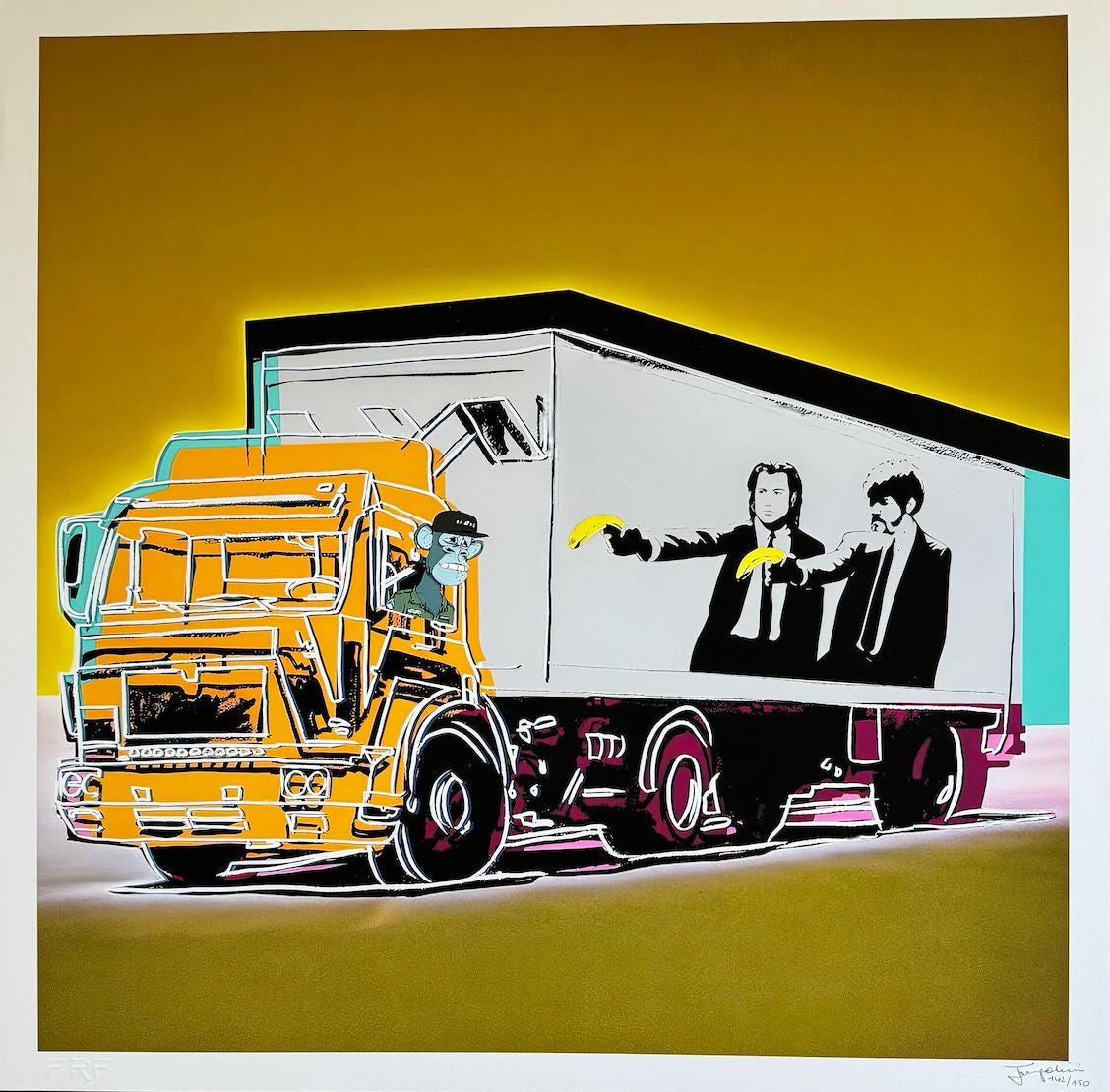 Fenzolini "Truck Fiction" Gold Giclee: Signed- COA- Warhol Banksy iFusionism
