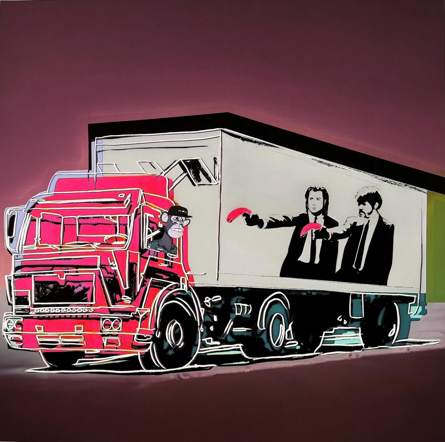 Fenzolini "Truck Fiction" Purple Giclee: Signed- COA- Warhol Banksy iFusionism