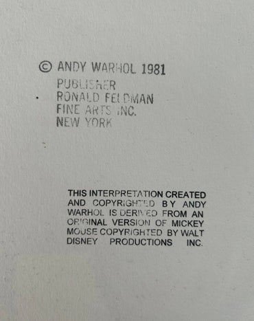 Text attribution to Andy Warhol and Ronald Feldman Fine Arts Inc. on a gray background
