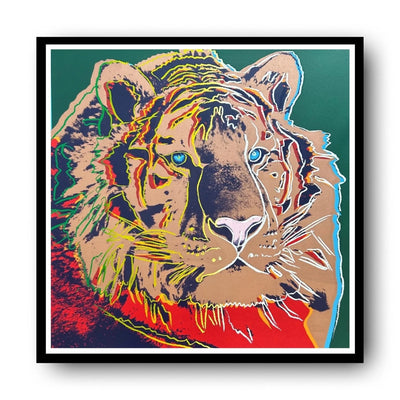 A vibrant print of Andy Warhol's Siberian Tiger from the Endangered Species Series 