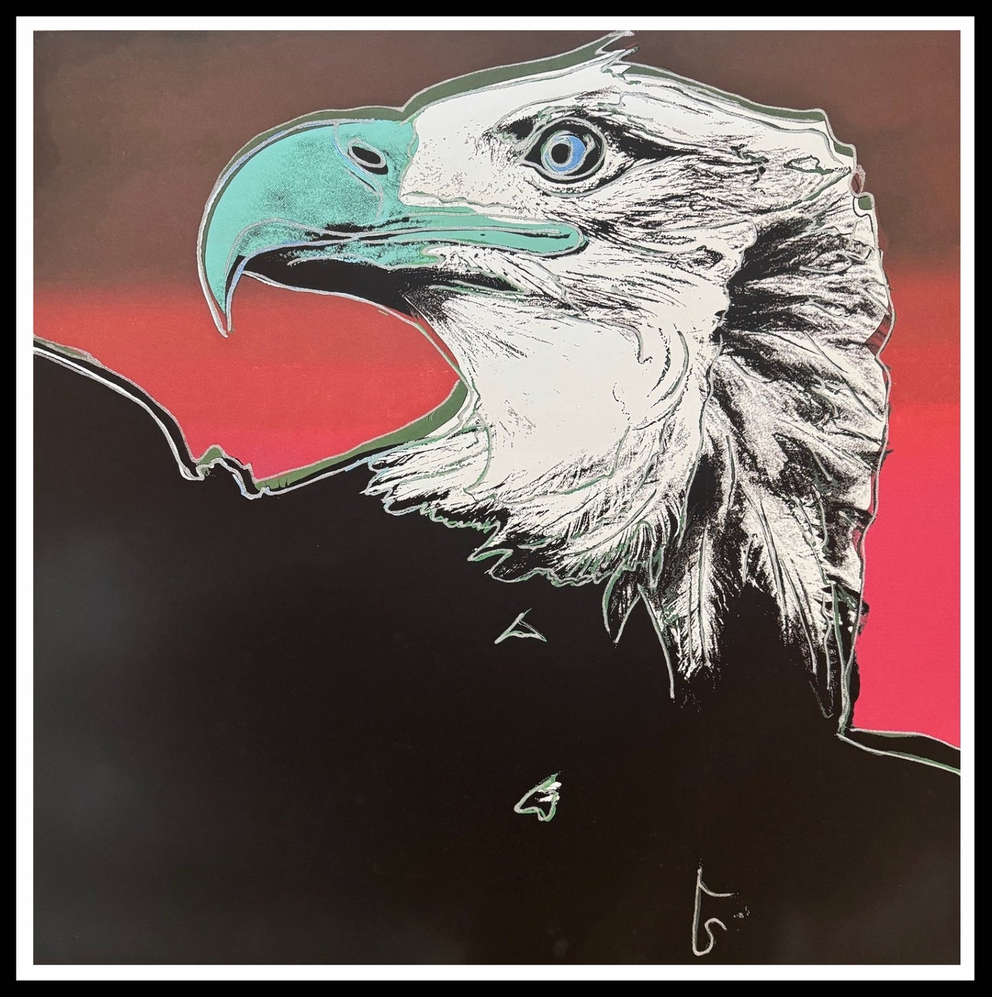 ANDY WARHOL “Bald Eagle"- Trial Screenprint- Proof Edition- Green, blue and purple colors with diamond dust- Endangered Species- Museum Quality 38 X 38"Pop Art Beauty