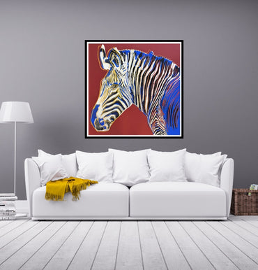 ANDY WARHOL “Zebra"-Maroon Trial Screenprint –Diamond Dust- Endang.Species Proof- Museum Quality 38 X 38"Wall Art