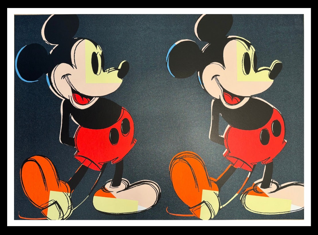 Andy Warhol – “DOUBLE MICKEY”- Trial Silkscreen- Full Diamond Dust Bkgrd. -Museum Board - 30 1/2 x 43" Wall Art- Beautiful!
