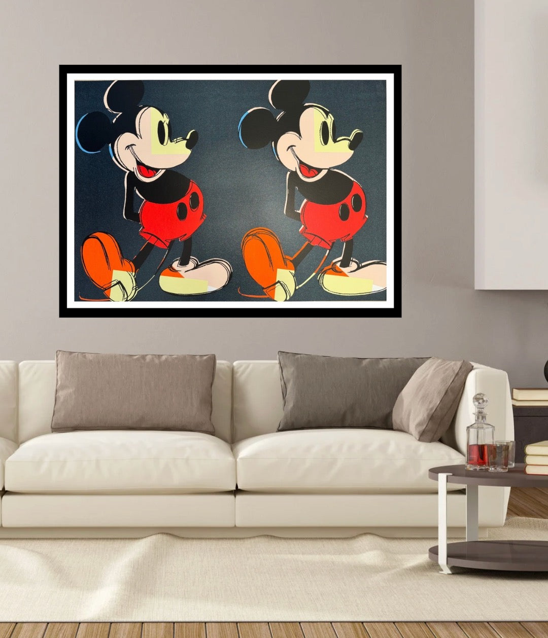 Andy Warhol – “DOUBLE MICKEY”- Trial Silkscreen- Full Diamond Dust Bkgrd. -Museum Board - 30 1/2 x 43" Wall Art- Beautiful!
