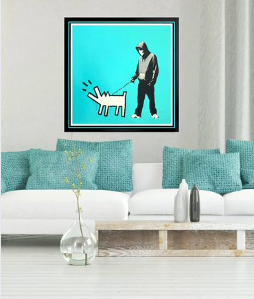 BANKSY "Barking Dog"- Aqua Screenprint Signed- Full Sized- Urban Street Graffiti | Iconic Street Art