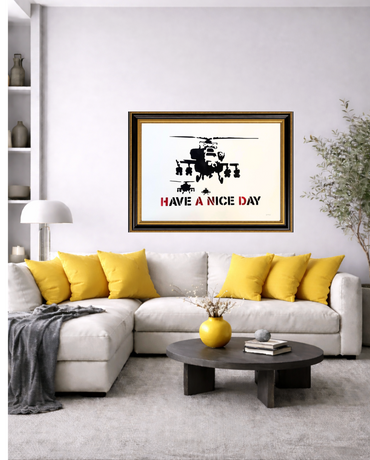 BANKSY "Nice Day Chopper"- ORIGINAL Spray Painting - Acrylic-Graffiti Art–Full sized- Urban Street | Iconic Street Art