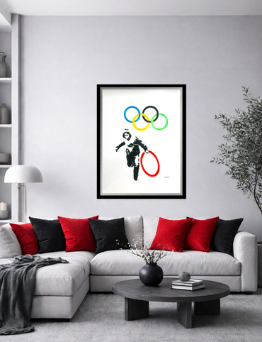 BANKSY-"Olympic Rings Looter"- Original Spray Painting-Hand Signed-Iconic Graffiti Street Art