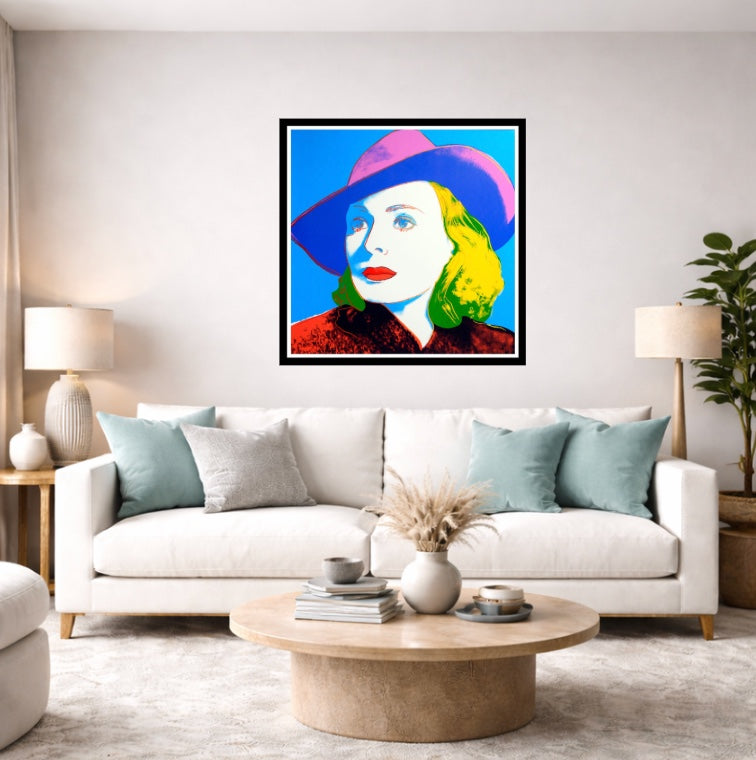 ANDY WARHOL"Ingrid Bergman With Hat" #315 -Layered Silkscreen- Museum Quality- Unsigned-38x38" | Pop Art