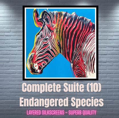 ANDY WARHOL–10 Endangered Species-Complete Suite Layered Silkscreens- 10 Animal Proofs- Museum Quality- 38 x 38" ONLY 1 SUITE LEFT!