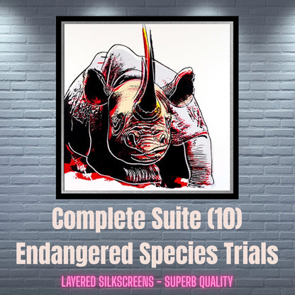ANDY WARHOL–10 Endangered Species Trials-Layered SILKSCREENS - Complete Animals Suite-Museum Quality- 38 x 38" All Beautiful!