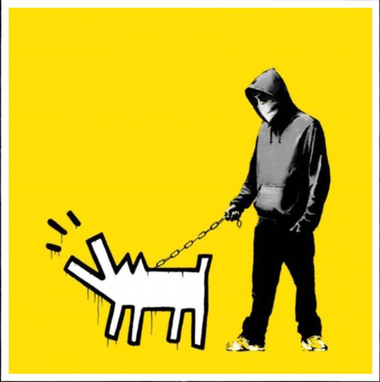 Banksy – "Barking Dog" (Yellow)-Screenprint Signed-Graffiti Street Art- UrbanDecor- 27 5/8 x 27 5/8" | Iconic Street Art