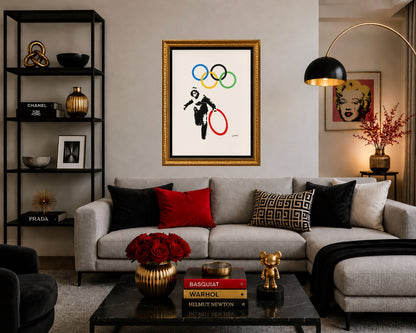 BANKSY-"Olympic Rings Looter"- Original Spray Painting- Signed-Iconic Graffiti Street Art