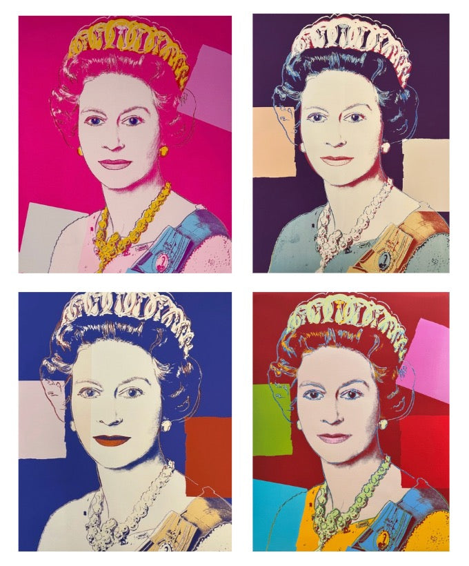 ANDY WARHOL-4 Piece Pkg: “Queen Elizabeth" Screenprints #334-337- Proof Edition with Diamond Dust-Top Quality- Shipped Flat- Beautiful