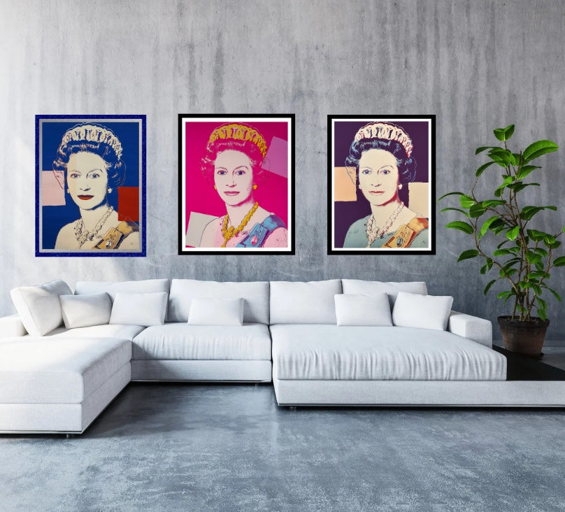 ANDY WARHOL-4 Piece Pkg: “Queen Elizabeth" Screenprints #334-337- Proof Edition with Diamond Dust-Top Quality- Shipped Flat- Beautiful