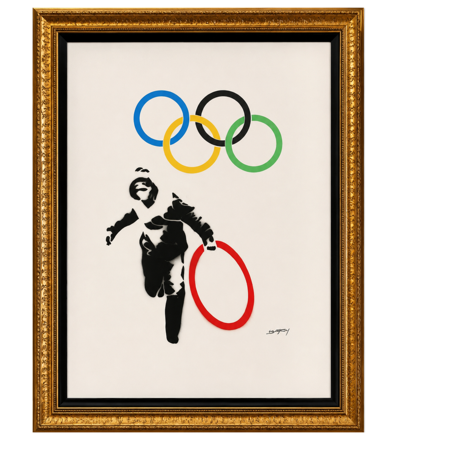 BANKSY-"Olympic Rings Looter"- Original Spray Painting- Signed-Iconic Graffiti Street Art