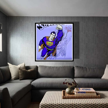 ANDY WARHOL- "SUPERMAN" TRIAL Silkscreen Proof Edition -Diamond Dust- Purple- Myths - 38x38" Wall Art