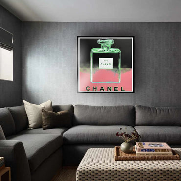 ANDY WARHOL "Chanel"- Pink/Green Trial Proof Screenprint- Diamond Dust - Museum Board - 38x38" Wall Art