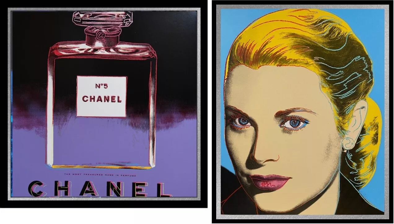 ANDY WARHOL 2-Piece Pkg.-"Chanel &  Grace Kelly"- Silkscreen Proofs- Museum Board- Full sized Wall Art