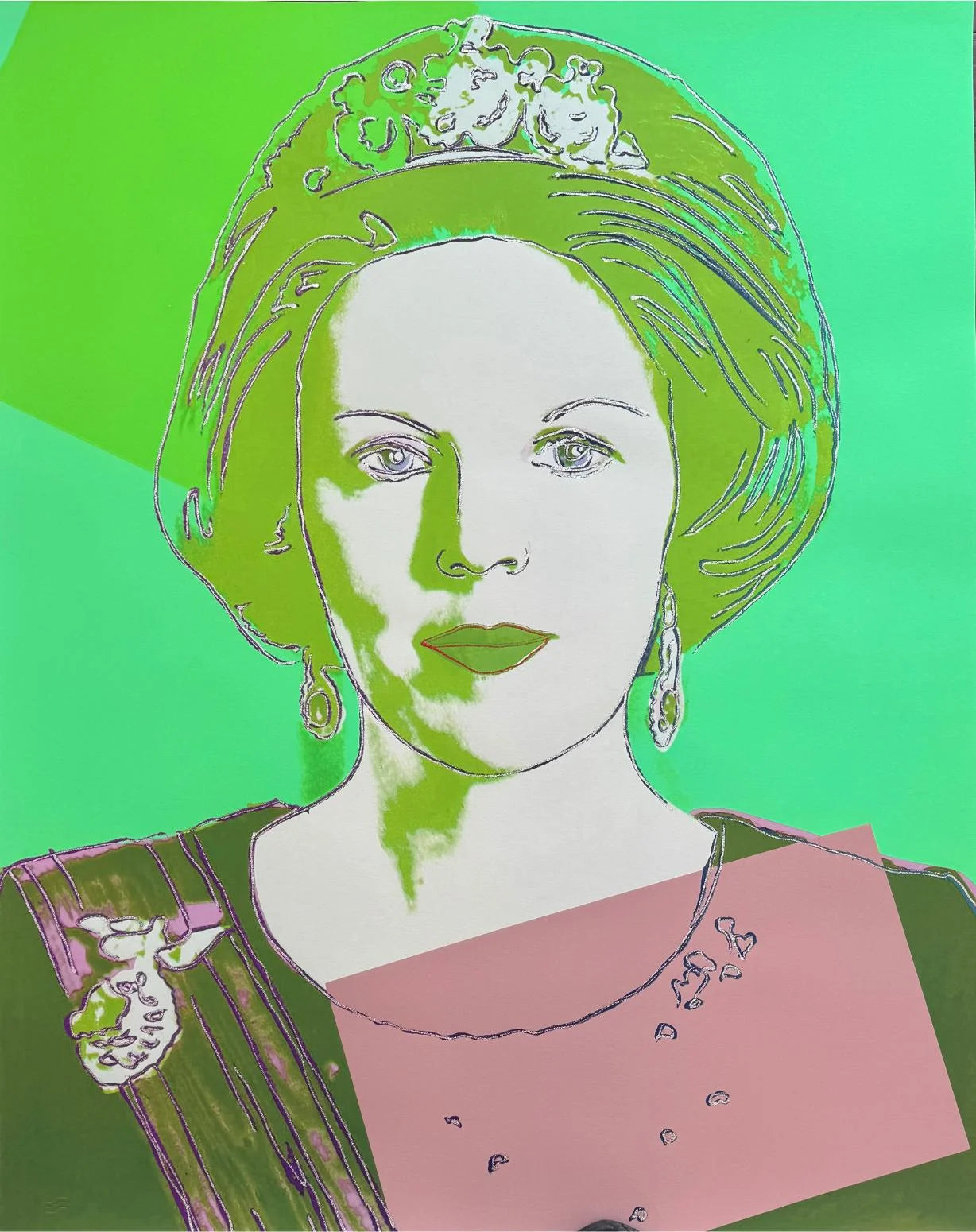 ANDY WARHOL “Queen Beatrix Netherlands" #341– Trial Proof Green Artwork 