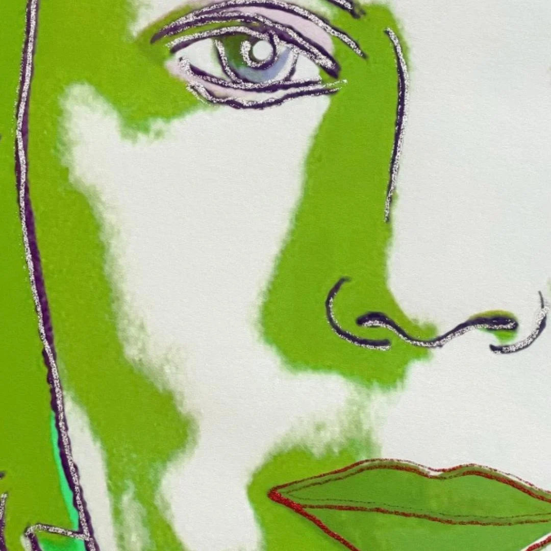 ANDY WARHOL “Queen Beatrix Netherlands" #341– Trial Proof Green Closeup of print quality.