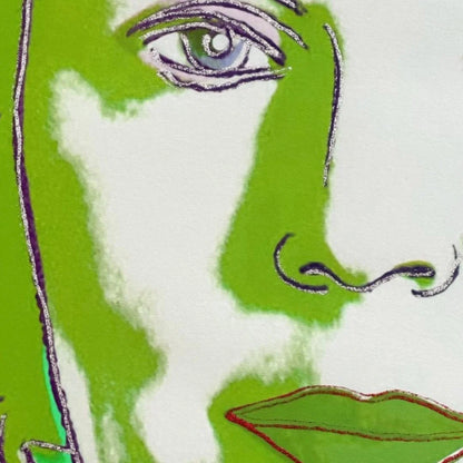 ANDY WARHOL “Queen Beatrix Netherlands" #341– Trial Proof Green Closeup of print quality.