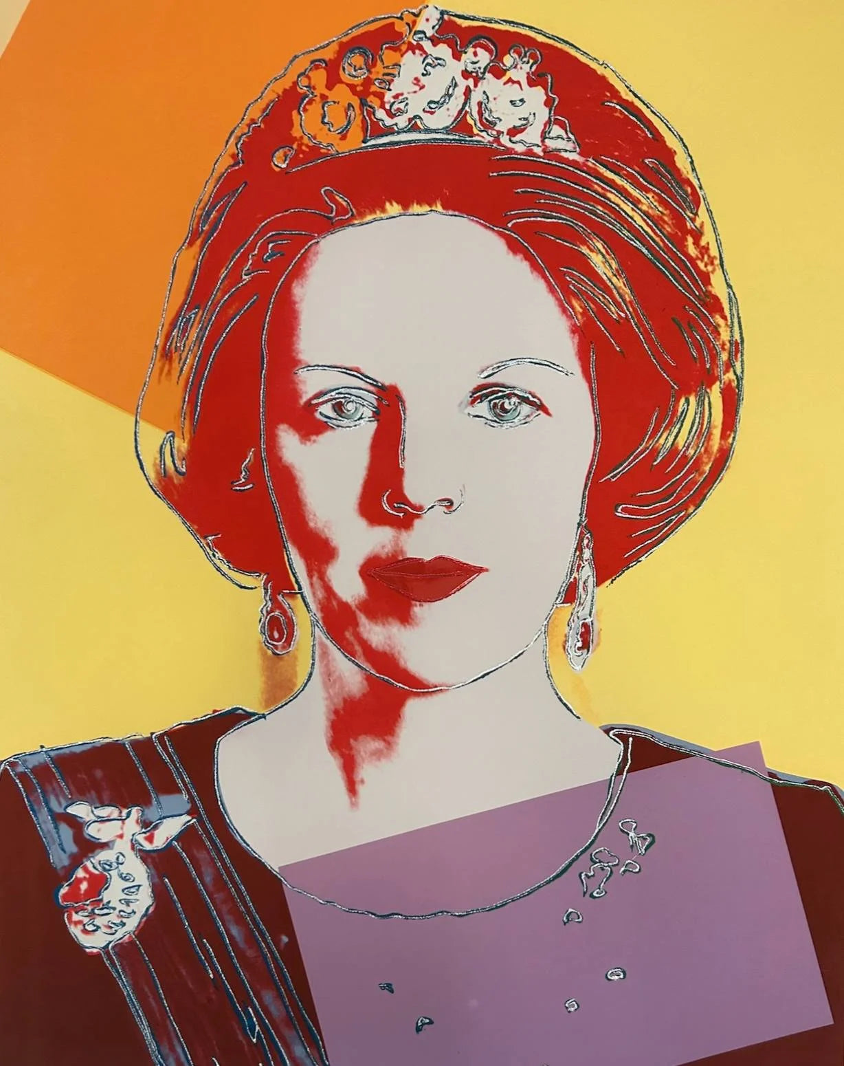 ANDY WARHOL “Queen Beatrix Netherlands" #341– Trial Proof Yellow Orange Artwork