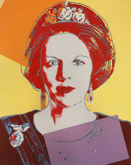 ANDY WARHOL “Queen Beatrix Netherlands" #341– Trial Proof Yellow Orange Artwork
