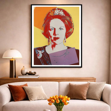 ANDY WARHOL “Queen Beatrix Netherlands" #341– Trial Proof Yellow Orange Decor Insipiration