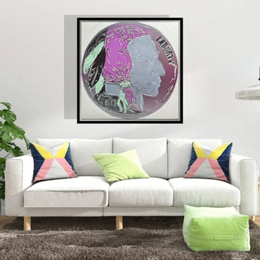 ANDY WARHOL– “Indian Nickel"- Multicolor Trial Screenprint- Cowboys and Indians- Unsigned Proof- Museum Quality 36x36" Wall Art