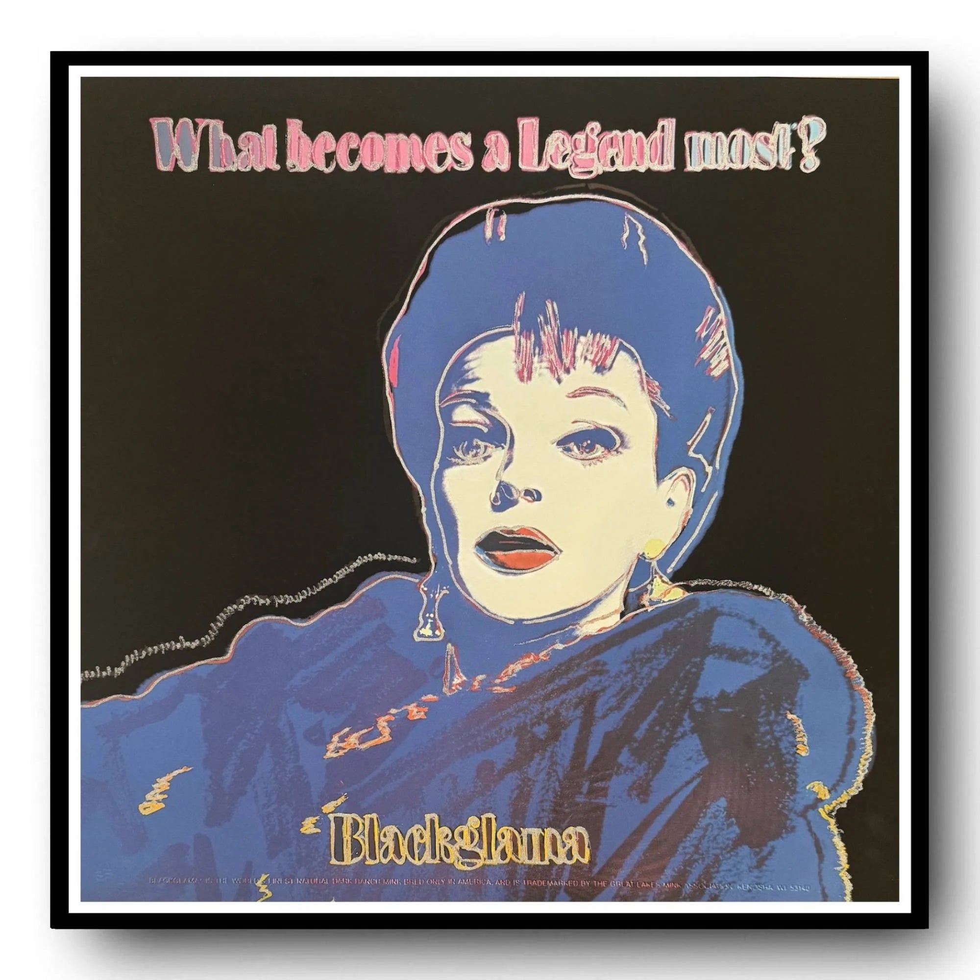 Framed artwork of a stylized portrait with 'Blackula' text and question, on a dark background.