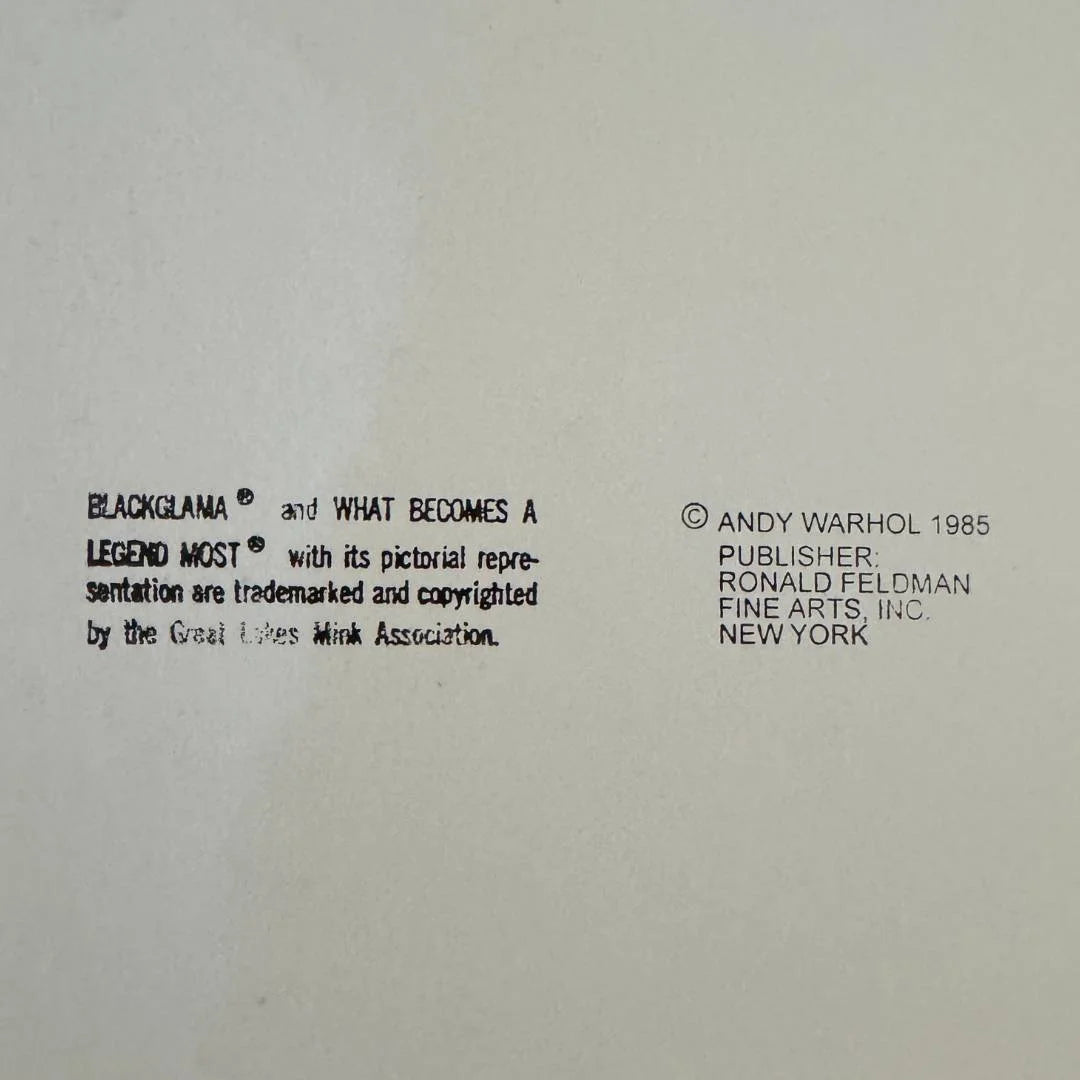 Text on a gray background with copyright information for Andy Warhol artwork.