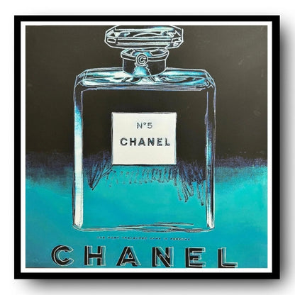 ANDY WARHOL – "Chanel"- Teal Trial Proof Screenprint- Diamond Dust-Ads Suite -38x38" Wall Art