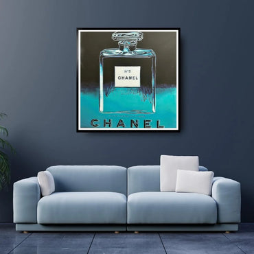 ANDY WARHOL – "Chanel"- Teal Trial Proof Screenprint- Diamond Dust-Ads Suite -38x38" Wall Art