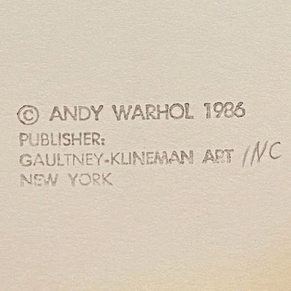 Text indicating copyright by Andy Warhol and publisher information on a beige background