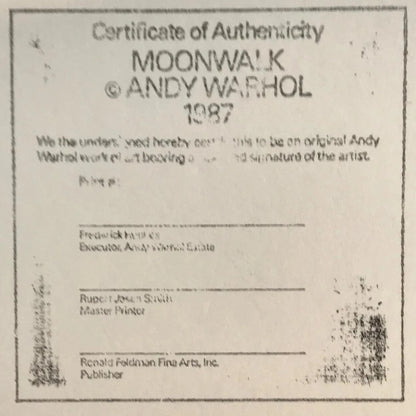 ANDY WARHOL"Moonwalk" FS #404 -Silkscreen Proof- Museum Quality- Unsigned Yellow Trial-38x38" Wall Art