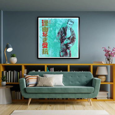 ANDY WARHOL- "JAMES DEAN"- Full Sized "Rebel without A Cause" -Aqua Trial Screenprint- 38x38: Wall Art
