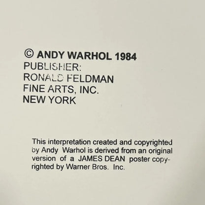 Text attribution to Andy Warhol and Ronald Feldman Fine Arts, Inc. on a beige background