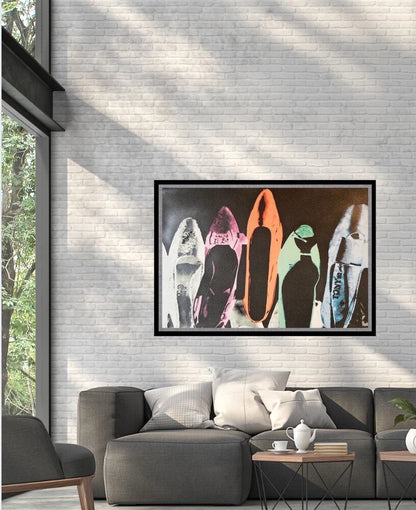 ANDY WARHOL– "Shoe" #257 Trial Proof Screenprint- Full Diamond Dust Bkgrd- Unsigned Pop Wall Art- Large 40 x 59 1/4"-Wall Art