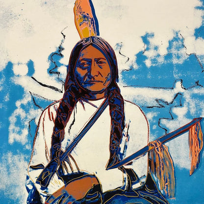 ANDY WARHOL– “Sitting Bull"- Blue Trial Screenprint- Cowboys and Indians- Unsigned Proof- Museum Quality 36x36" Wall Art