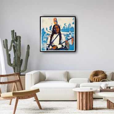 ANDY WARHOL– “Sitting Bull"- Blue Trial Screenprint- Cowboys and Indians- Unsigned Proof- Museum Quality 36x36" Wall Art