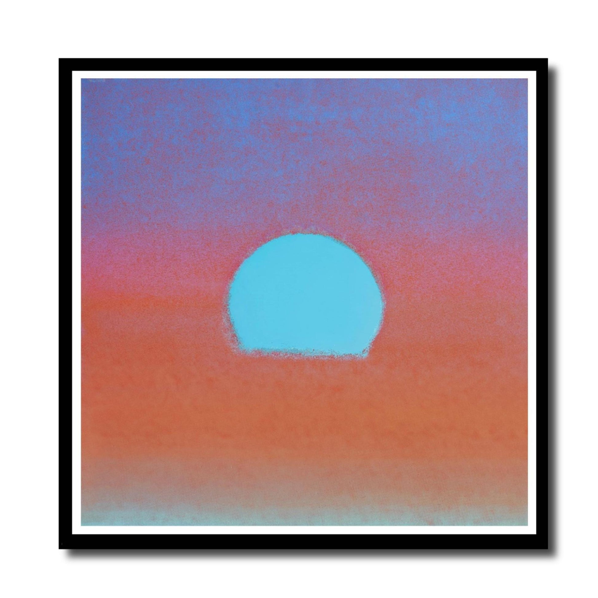 Abstract artwork with a blue circle on a gradient background