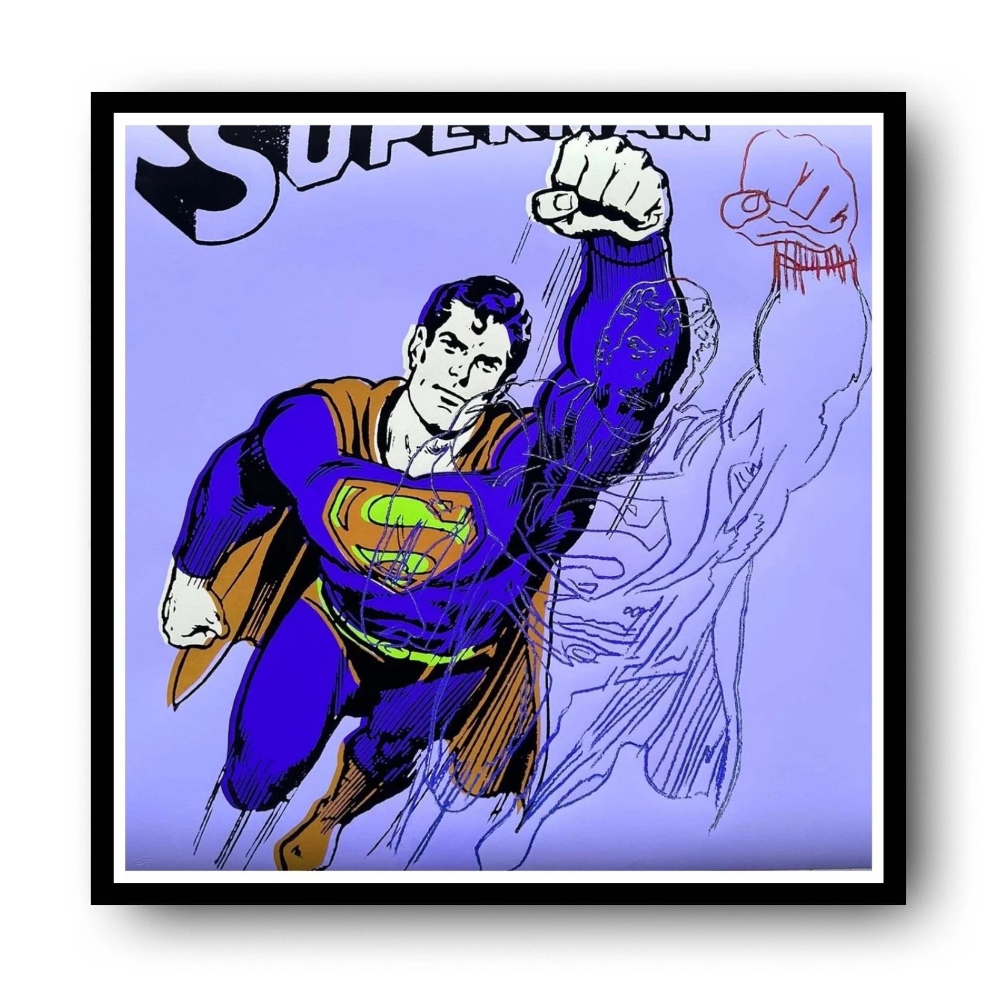Superman illustration with a purple background