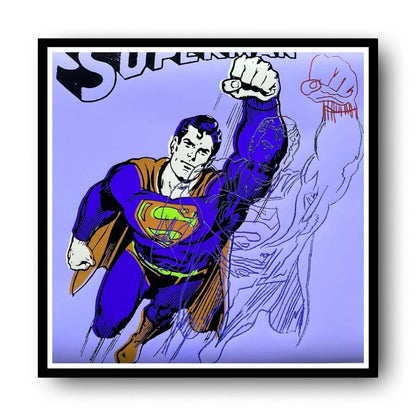 Superman illustration with a purple background
