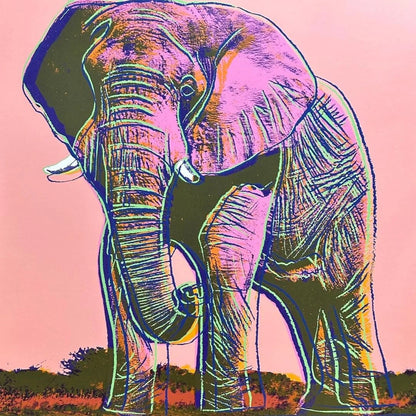 ANDY WARHOL “African Elephant" Silkscreen Proof– Endangered Species-Museum Quality- 38 X 38" Wall Art