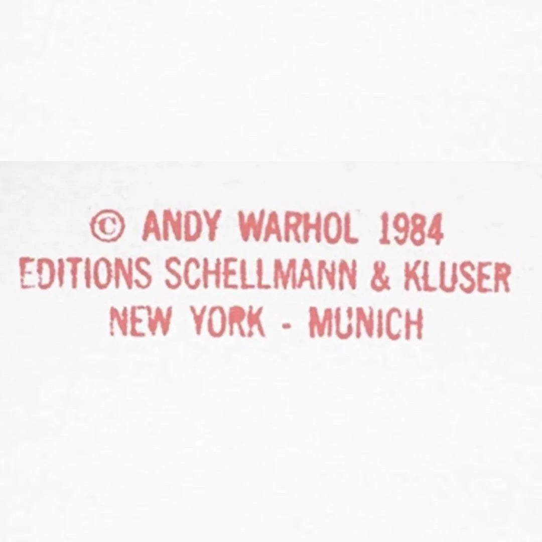 Text attribution to Andy Warhol with edition details on a white background