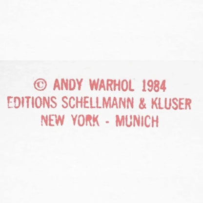 Text attribution to Andy Warhol with edition details on a white background