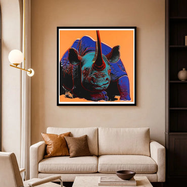 ANDY WARHOL “Black Rhino" Silkscreen Proof– Endangered Species - Museum Quality 38 X 38" Wall Art