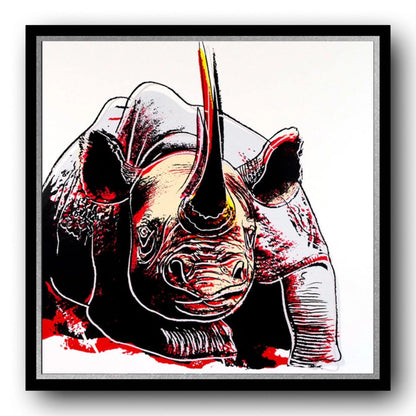 ANDY WARHOL “Black Rhino" Silkscreen Trial Proof– Endangered Species-Museum Quality- 38 X 38" Animal Wall Art