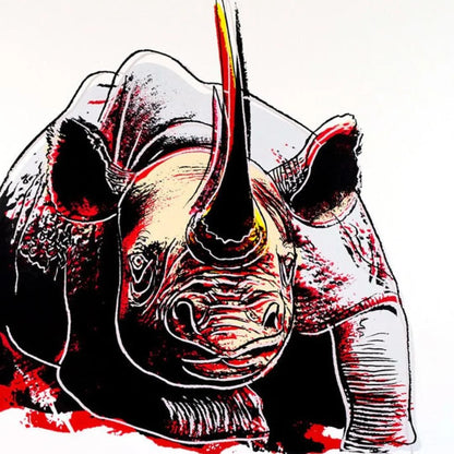 ANDY WARHOL “Black Rhino" Silkscreen Trial Proof– Endangered Species-Museum Quality- 38 X 38" Animal Wall Art