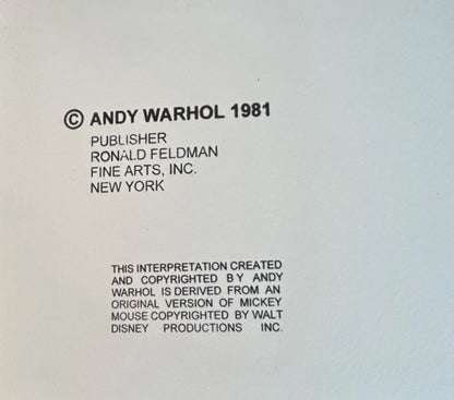 ANDY WARHOL– 2 Piece Pkg: “Mickey & Witch Trial"-Silkscreen Proofs- Diamond Dust Myths- Museum Board-38 x 38" Wall Art